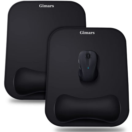 Gimars Mouse Mat with Gel Cushion, Ergonomic Mouse Pad with Hand Rest, Gel Memory Foam Waterproof Mouse Pads with Wrist Rest for Computer Laptop Offfice Home, Black