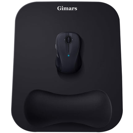 Gimars Mouse Mat with Gel Cushion, Ergonomic Mouse Pad with Hand Rest, Gel Memory Foam Waterproof Mouse Pads with Wrist Rest for Computer Laptop Offfice Home, Black