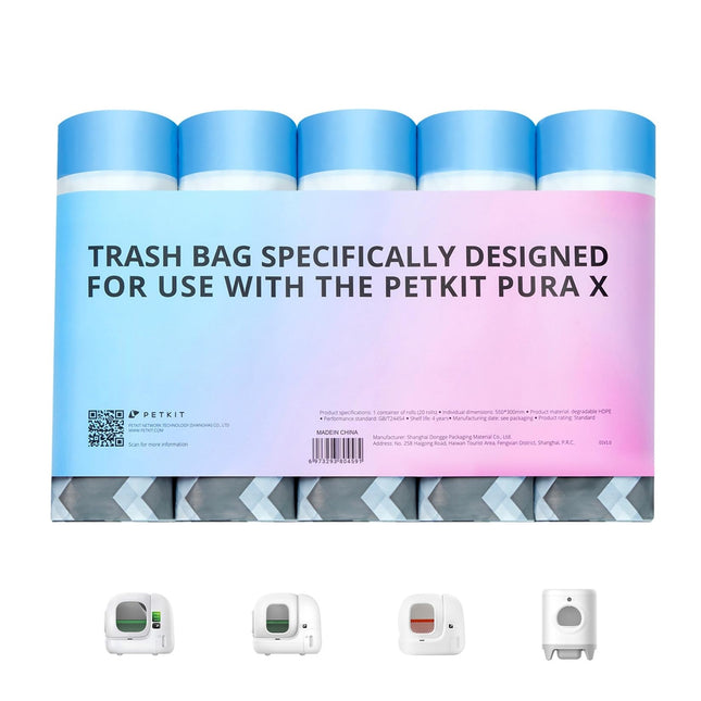 PETKIT Cat Litter Box Bag with Drawstrings, Bag for Cat Litter Tray for Pura Max 2 and PUROBOT Max Pro 2, Scratch-Resistant for Pets, Cats, Dogs, Poop Cat Litter, 1 Roll x 20 (Pack of 20)