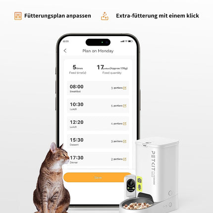 PETKIT Automatic Feeder with Camera, AI Automatic Cat Feeder, 3L Cat Feeder, Automatic Feeder for Cats and Dogs, 2.4G WiFi Intelligent App Control, 1-5 Meals