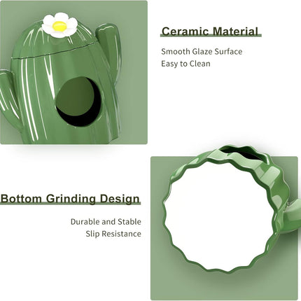 BUCATSTATE Ceramic House for Hamsters, Chewable Hiding Tunnel in Cactus Shape, Large Entrances, Cool Bed, Ideal for Summer by Chinchilla, Rat, Mice, Gerbils (L)
