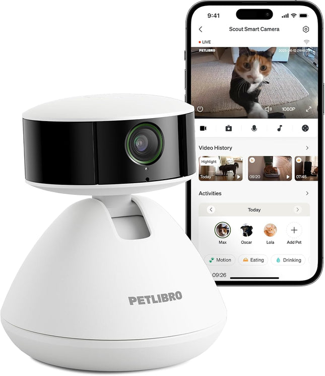 PETLIBRO Pet Camera with App, 360° HD Dog Camera, AI Controlled Indoor Pet Camera for Multi Animal Detection, Activity Tracking, Daily Smart Summary, Colour Night Vision with 1080p