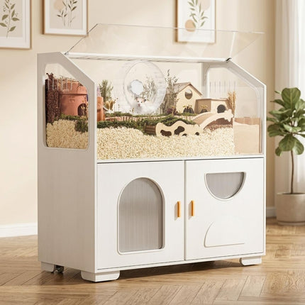 BUCATSTATE Hamster Cage with Base Cabinet and Wheels (White 0.5㎡)