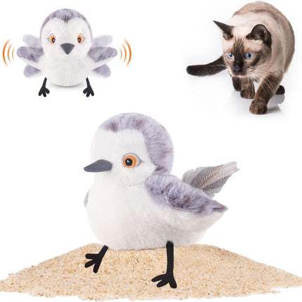 Potaroma Katzenspielzeug – Flatternder Spatz, realistische Zwitscherlaute, wiederaufladbar, berührungsaktiviert, interaktives Spielzeug mit Katzenminze für alle Katzenrassen, 10,2 cm