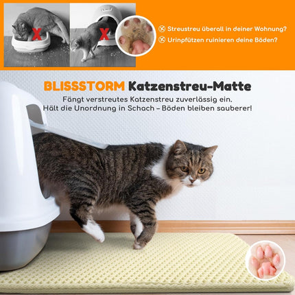Katzenklo Matte 120X70cm, Doppelschicht EVA Katzenstreumatte wasserundurchlässig mit Anti-Rutsch Bienenwabenmuster Katzenmatte für Alle Katzen,Hellgelb 120X70cm