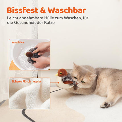Potaroma Katzenspielzeug – Flatternder Spatz, realistische Zwitscherlaute, wiederaufladbar, berührungsaktiviert, interaktives Spielzeug mit Katzenminze für alle Katzenrassen, 10,2 cm