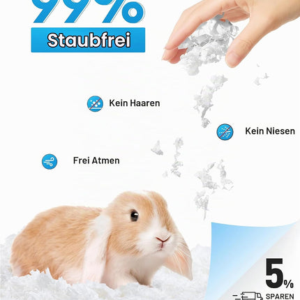 BUCATSTATE Hamster Litter, 101 L, Paper Bedding for Small Animals, Particularly Absorbent & 99.9% Dust-Free Small Animal Litter for Guinea Pigs, Rabbits, Pets, Mice, Gerbils, Rodents (White)