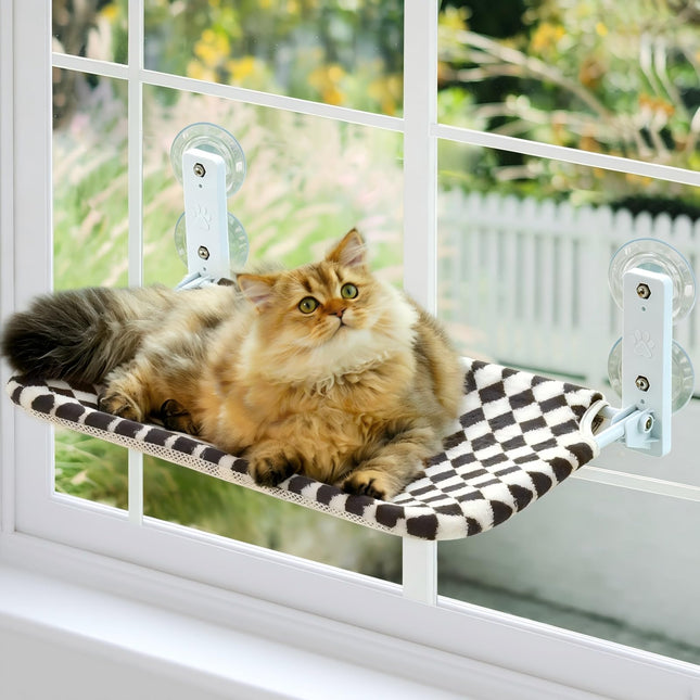 Faltbare Katzen Fensterhängematte zum Sonnen und Beobachten – fensterliege für Katzen mit wendbarem Bezug, Starke Saugnäpfe bis zu 18 kg (Green, M)