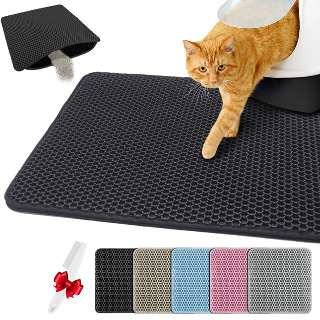 Katzenklo Matte 30X30cm, Doppelschicht EVA Katzenstreumatte Wasserundurchlässig - Geruchsneutral mit Anti-Rutsch Katzenmatte, Einfache Reinigung katzenklomatte für Alle Katzen