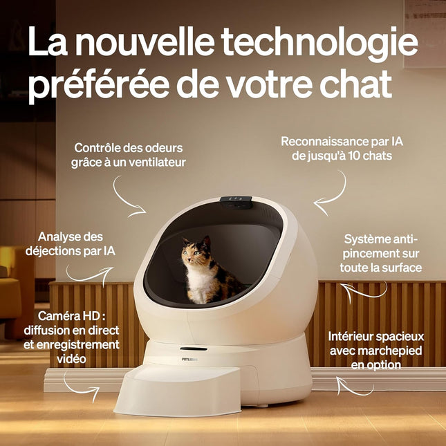 PETLIBRO Automatic Cat Litter Tray Bundle with 3 Rolls Insert Bag for the Collection Drawer: Self-Cleaning Open Access Cat Litter Tray, AI Camera for Analyzing Excretion
