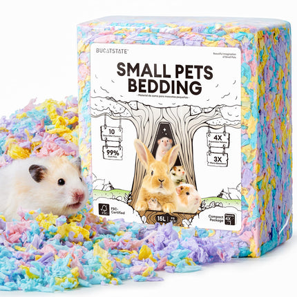 BUCATSTATE Hamster Litter, 15L, 99% Dust-Free Guinea Pig Paper, Bedding, Odour Control, Cosy Small Animal Bedding for Rabbits, Rats, Syrian Dwarf Hamsters, Gerbils
