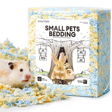 BUCATSTATE Hamster Litter, 15 L, Really 99.9% Dust-Free Paper Bedding for Rodents with Odour Control, Small Animal Litter, Dwarf Hamster Litter for Mice, Gerbils, Rats (Harvest Sunset)