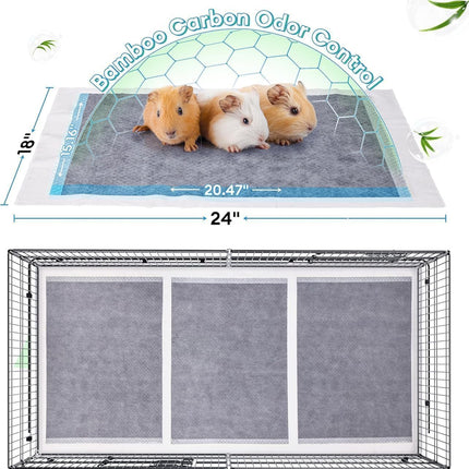 BUCATSTATE Disposable PIPI Pads for Guinea Pigs, 50 Pieces, 6 Layers Super Absorbent Small Animal Pee Pads, Bamboo Charcoal Pipipads for Odour Control - Ideal for Rabbits, Ferrets (60 x 45 cm)