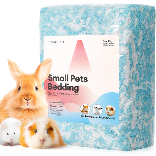 BUCATSTATE Hamster Litter, 50 L, Paper Bedding for Small Animals, Particularly Absorbent & 99.9% Dust-Free Small Animal Litter for Guinea Pigs, Rabbits, Pets, Mice, Gerbils, Rodents (White)